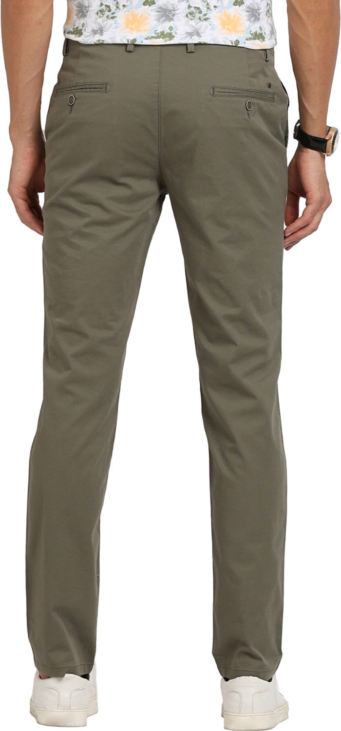 Image of TURTLE Skinny Fit Men Dark Green Trousers