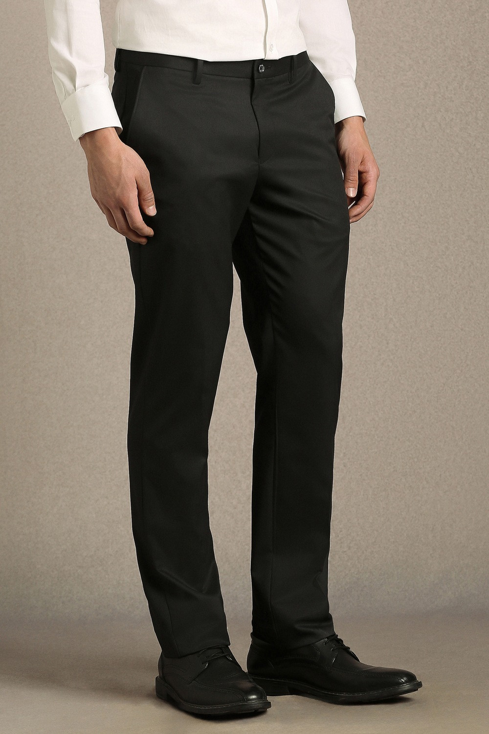 Image of LOUIS PHILIPPE Slim Fit Men Black Trousers