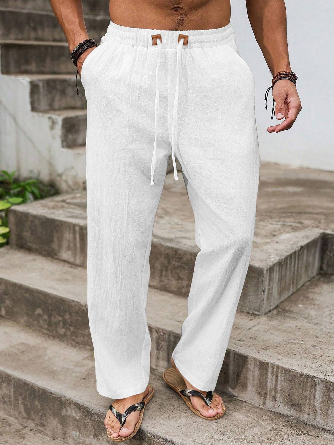 Plus91 Men White Trousers Regular Fit - Image 3