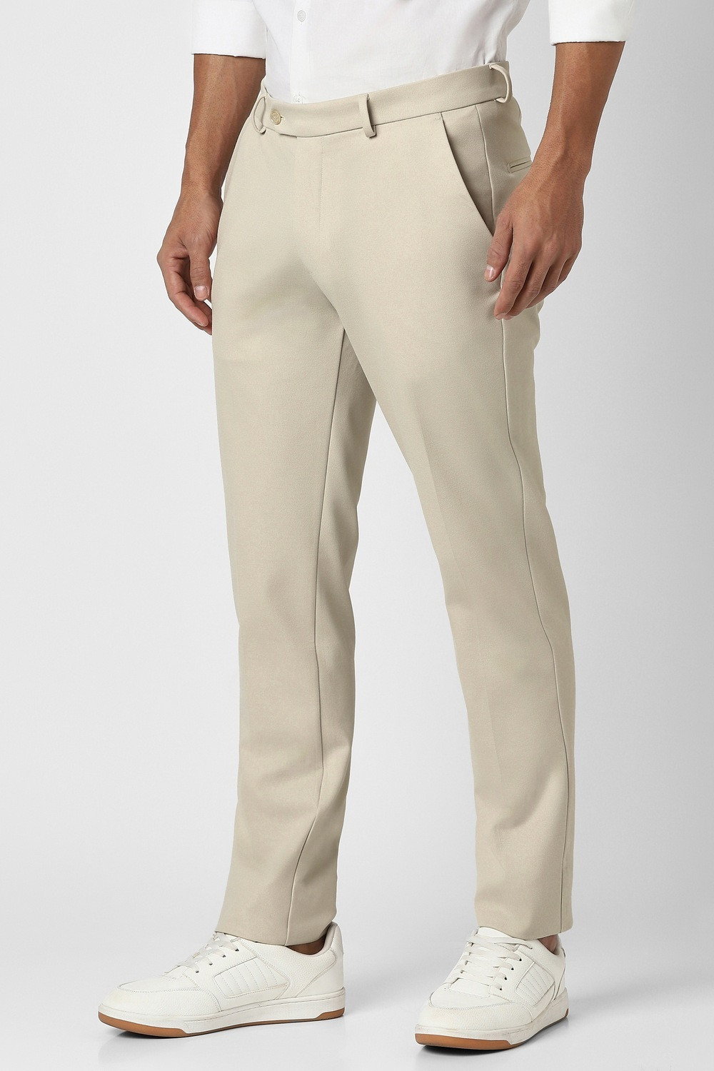 Image of PETER ENGLAND Slim Fit Men Beige Trousers