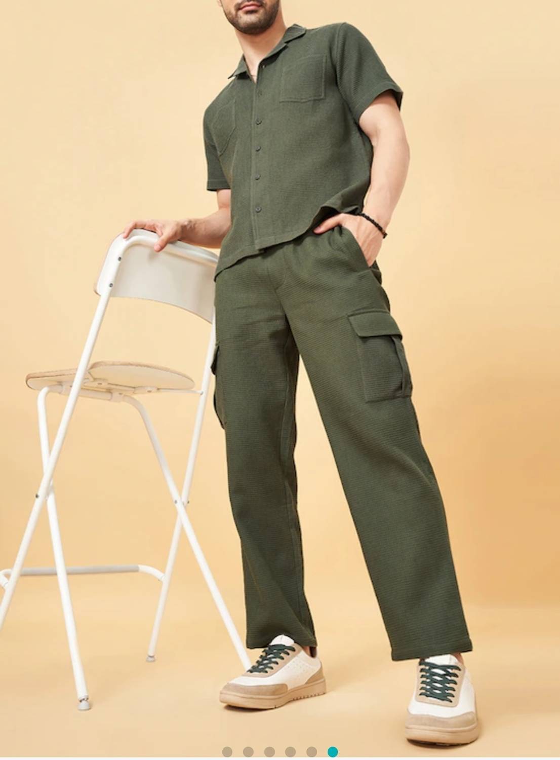 INDICLUB Self Design Men Green Track Pants - Image 3