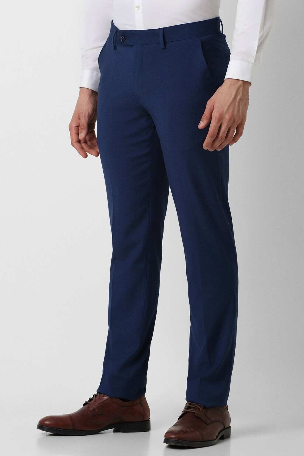 Image of PETER ENGLAND Slim Fit Men Dark Blue Trousers