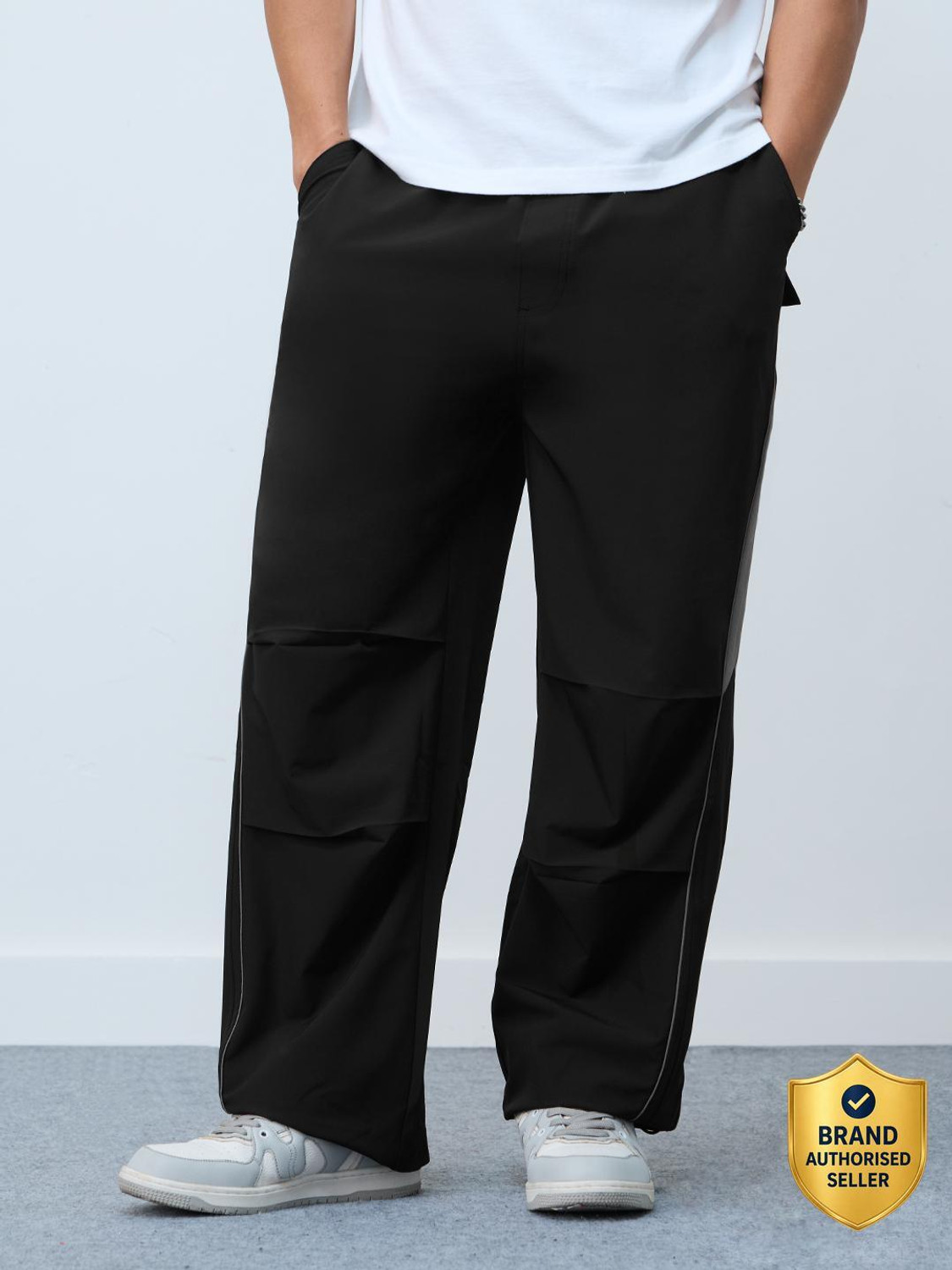 Image of The Souled Store Regular Fit Men Black Trousers
