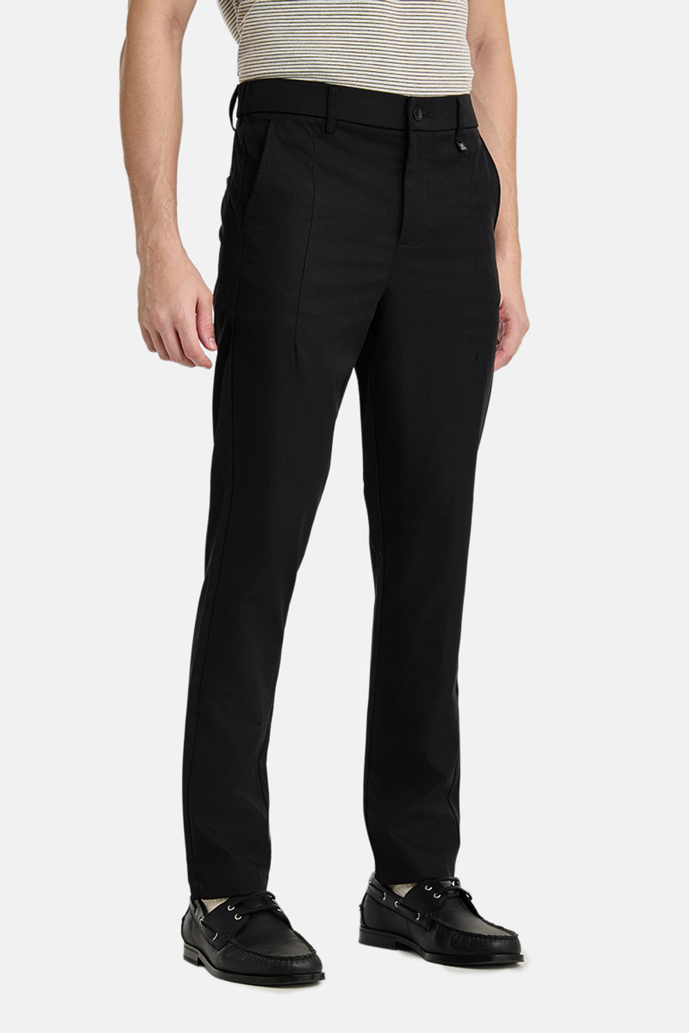 Image of Snitch Men Slim Fit Black Polyester Trousers