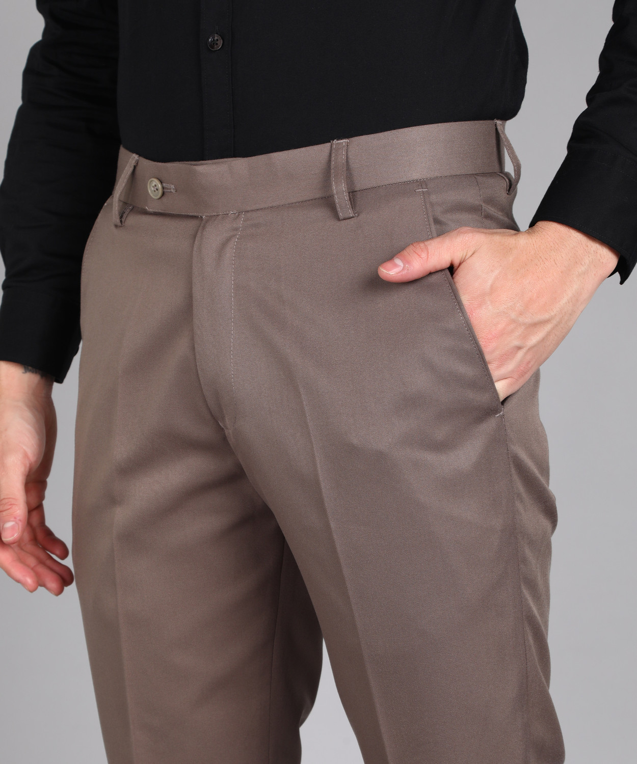 Image of PROVOGUE Slim Fit Men Brown Trousers