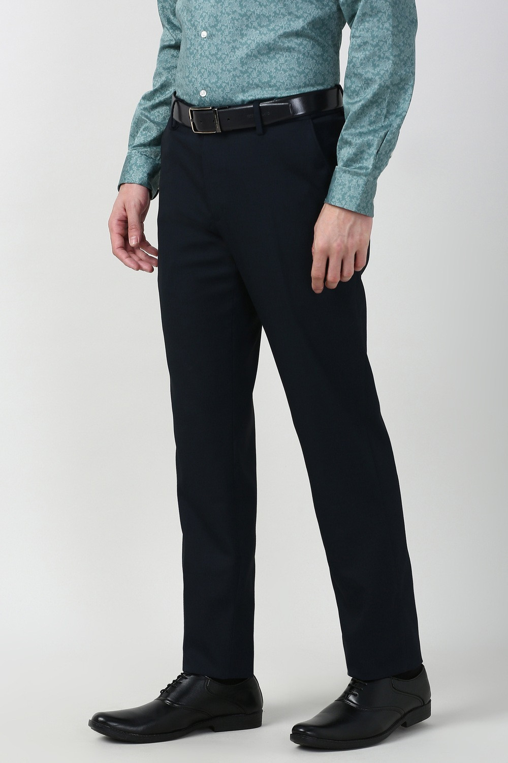 Image of PETER ENGLAND Slim Fit Men Dark Blue Trousers