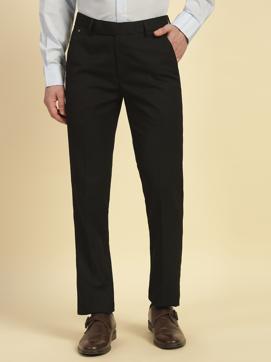 Image of CANTABIL Regular Fit Men Black Trousers