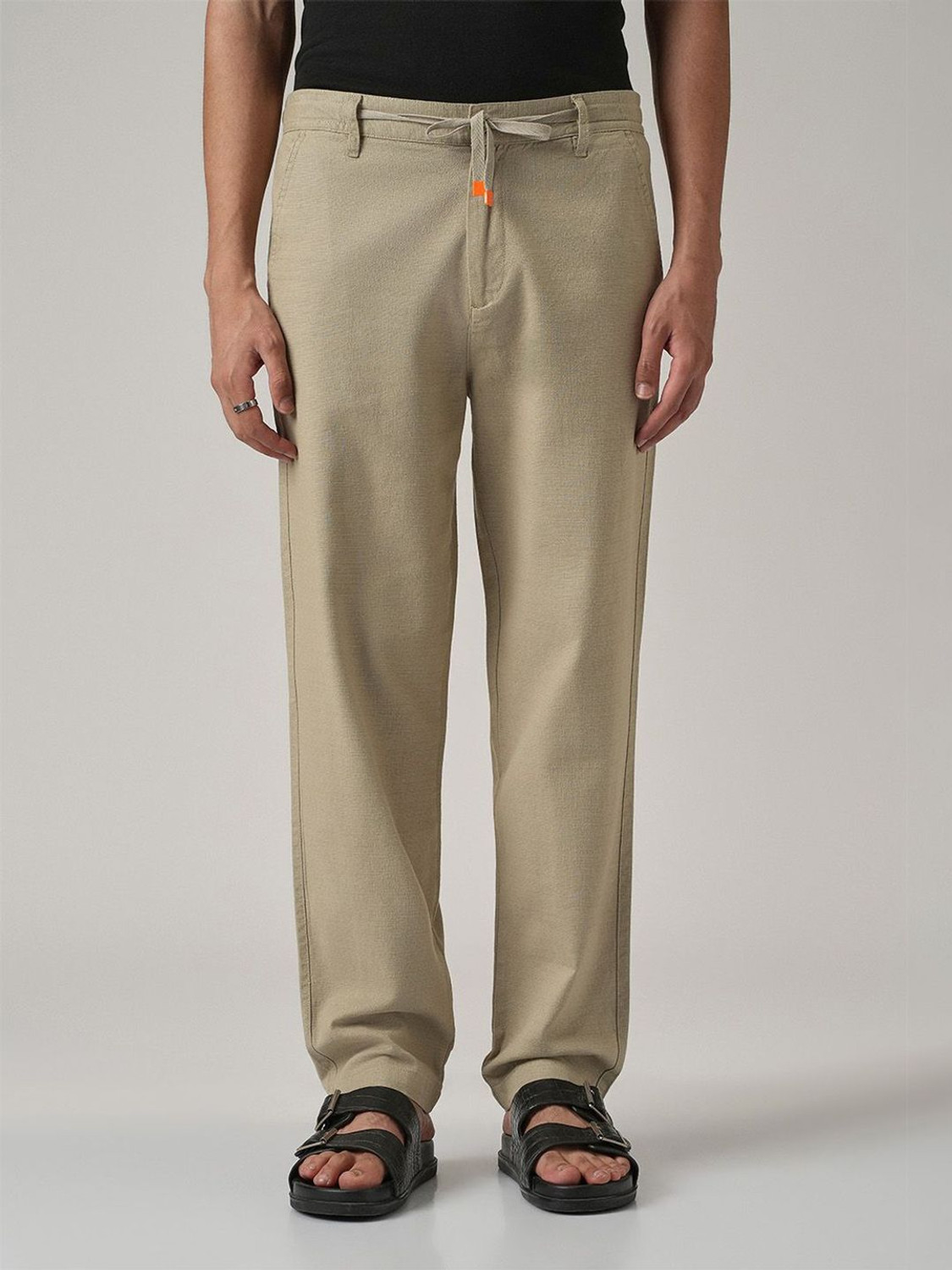 Image of Banana Club Relaxed Men Khaki Trousers