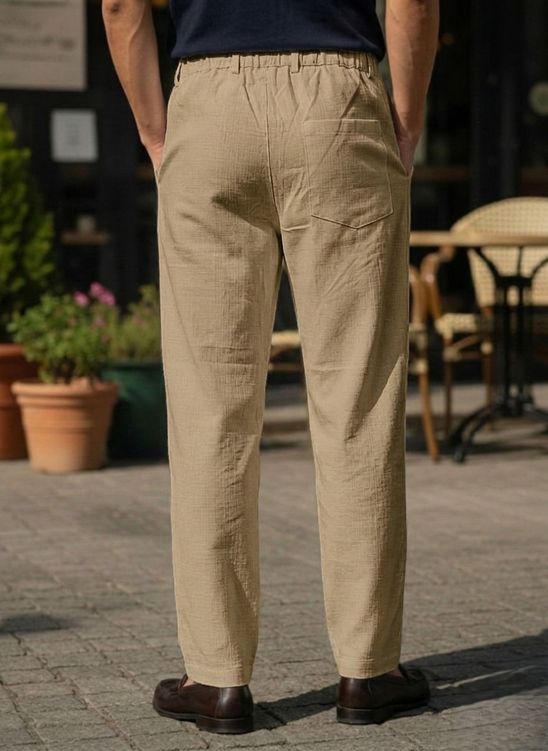 Image of INDICLUB Relaxed Men Khaki Trousers