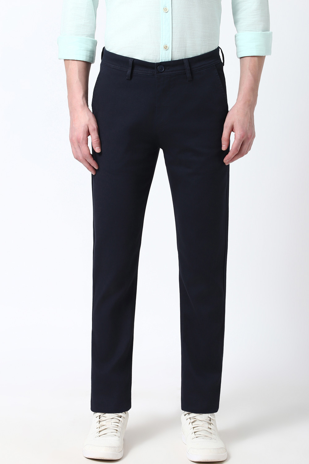 Image of PETER ENGLAND Slim Fit Men Blue Trousers