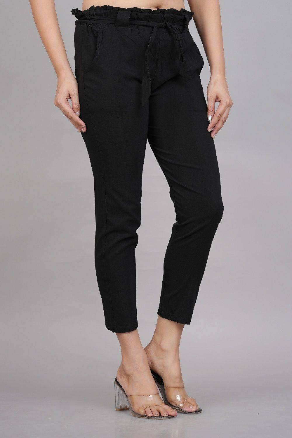 IKRASS Regular Fit Women Black Trousers
