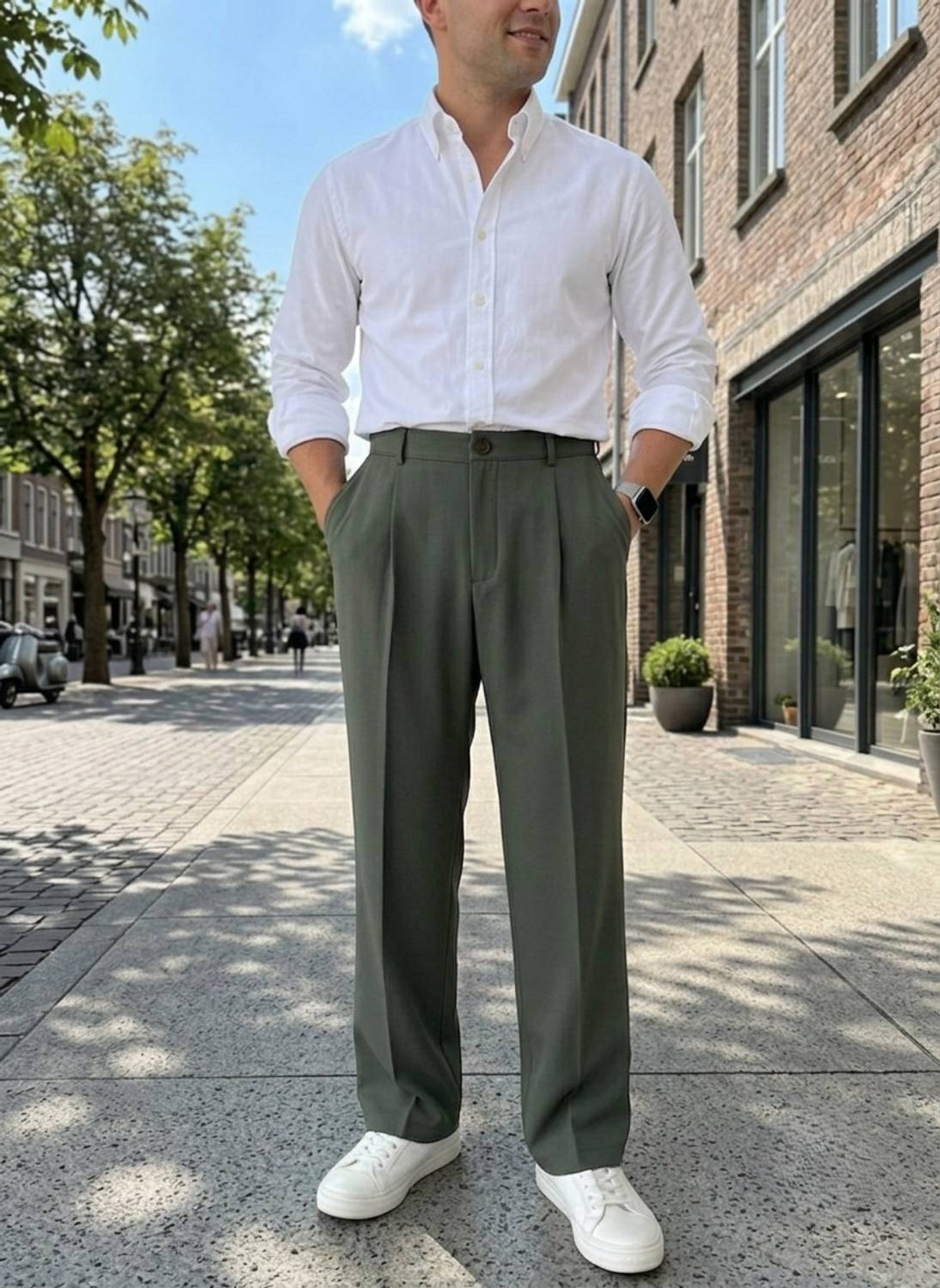 INDICLUB Relaxed Men Green Trousers - Image 4