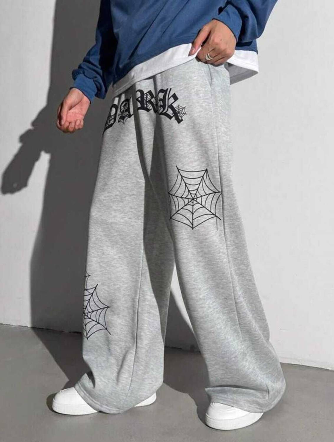 FASHIONKR Loose Fit Men Grey Trousers - Image 1
