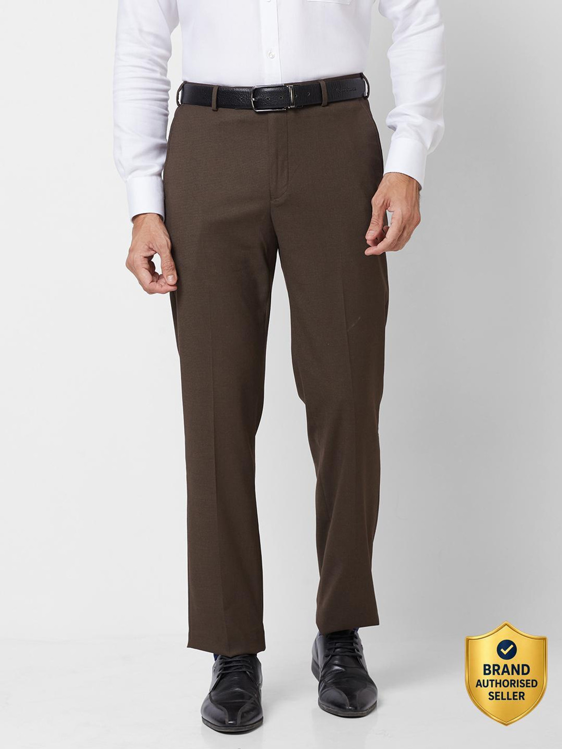 Image of PARK AVENUE Slim Fit Men Brown Trousers