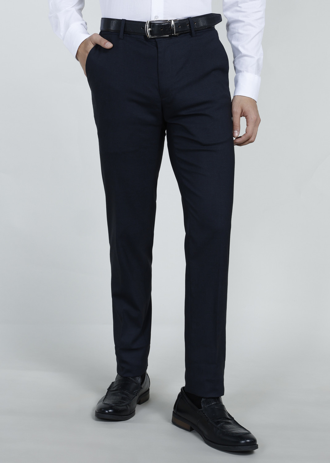 Image of PETER ENGLAND Slim Fit Men Blue Trousers