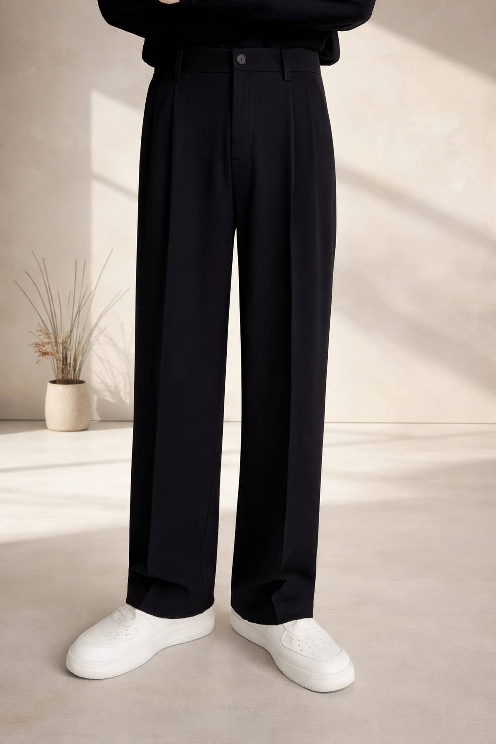 mtwn Straight Fit Men Black Trousers