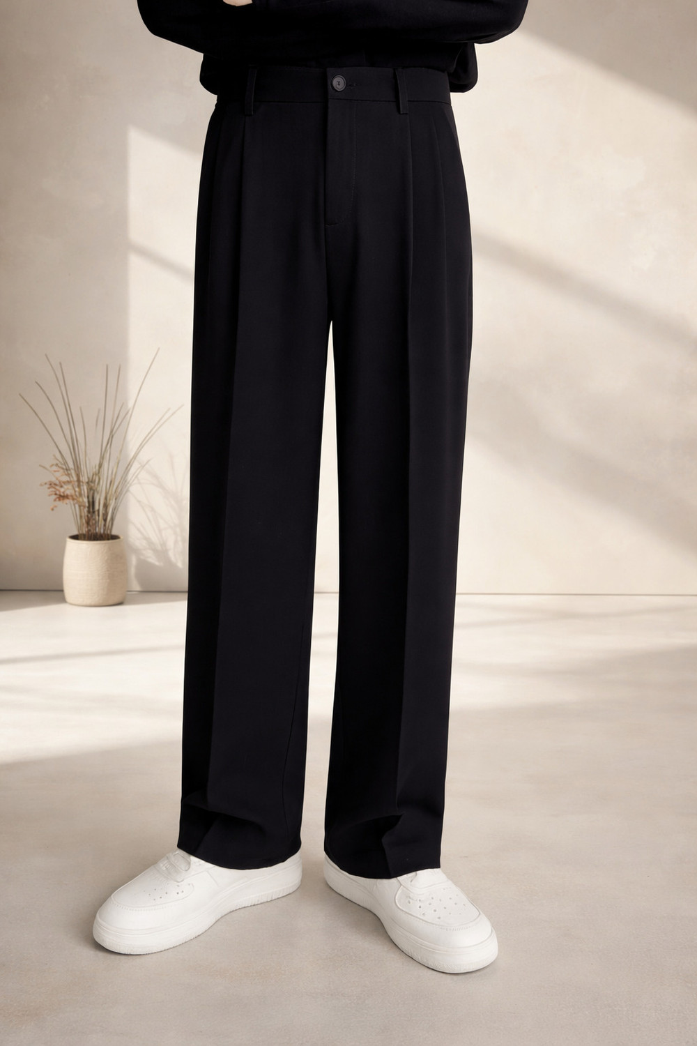 Image of mtwn Straight Fit Men Black Trousers