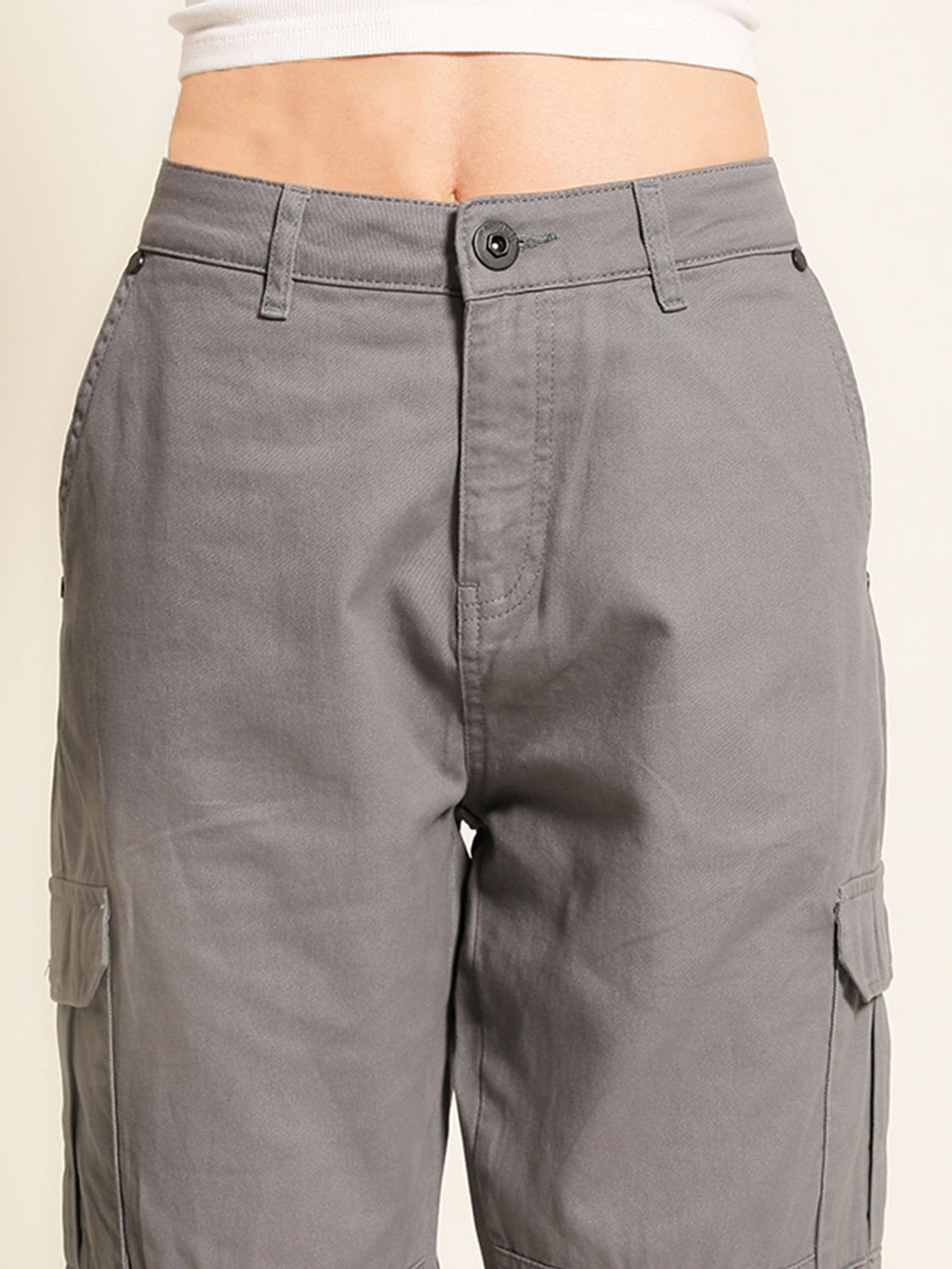 Image of Roadster Slim Fit Women Grey Trousers