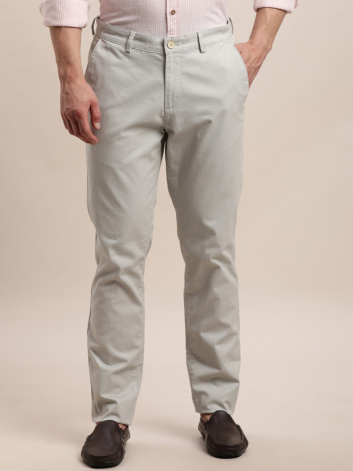 Image of TURTLE Slim Fit Men Grey Trousers