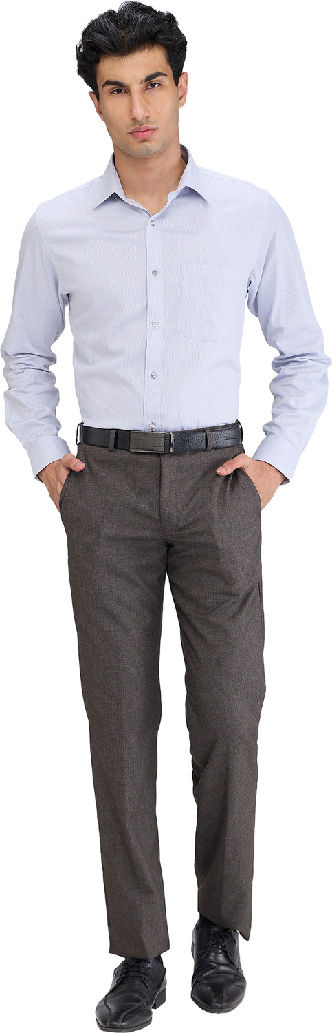 Image of PARK AVENUE Regular Fit Men Brown Trousers