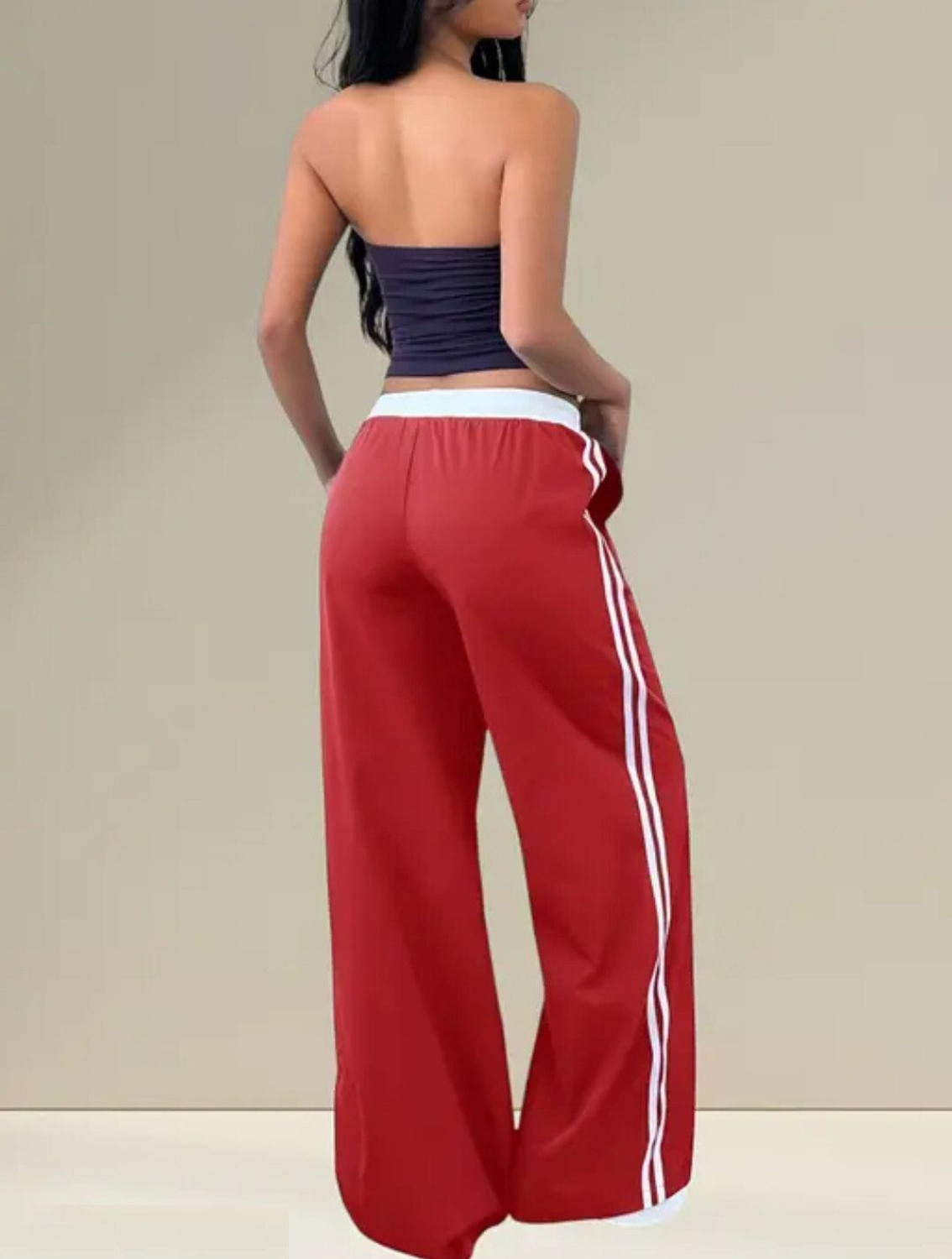 Image of GlamsyStyle Comfort Fit Women Red Trousers