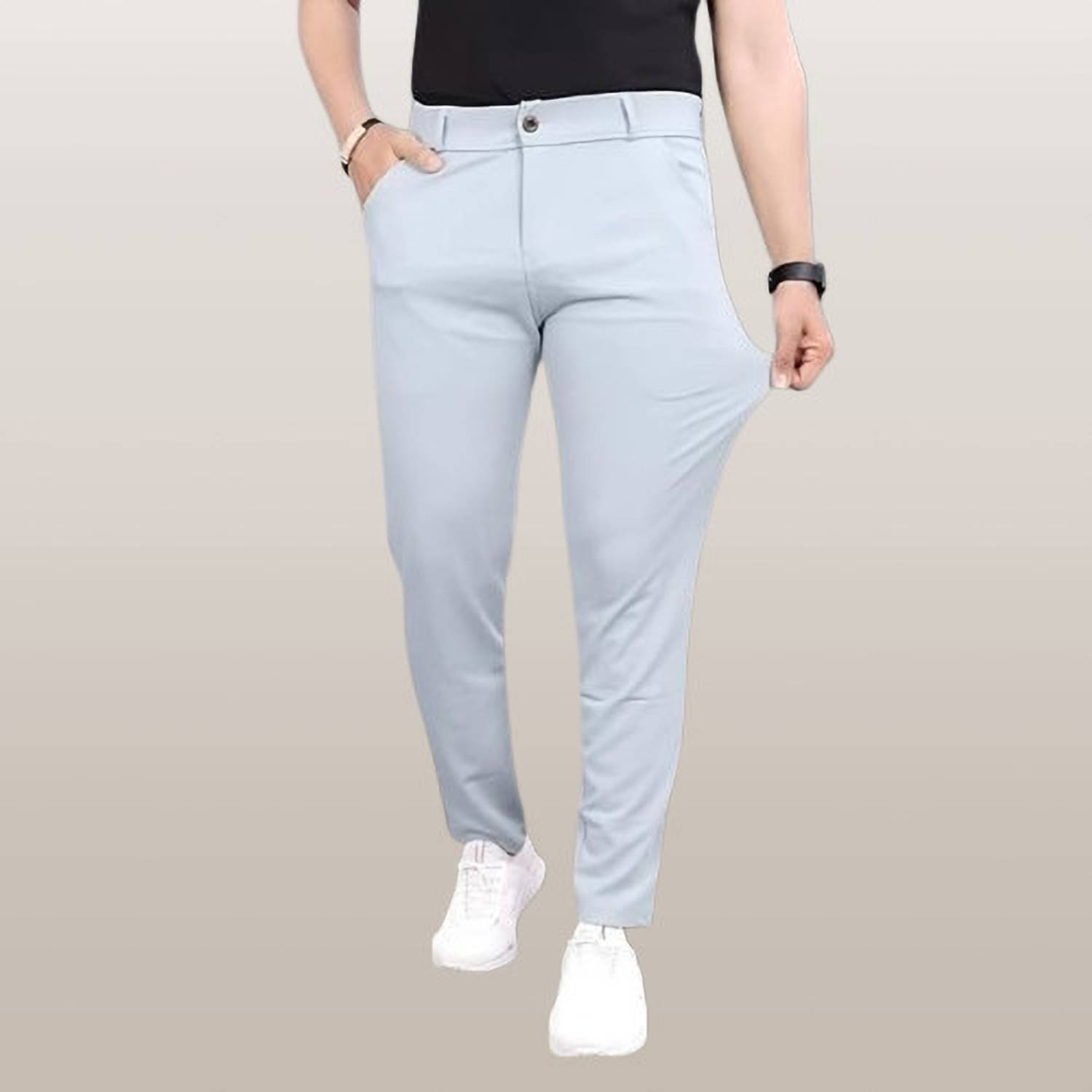 ISUEL FAB Slim Fit Men Light Blue Trousers