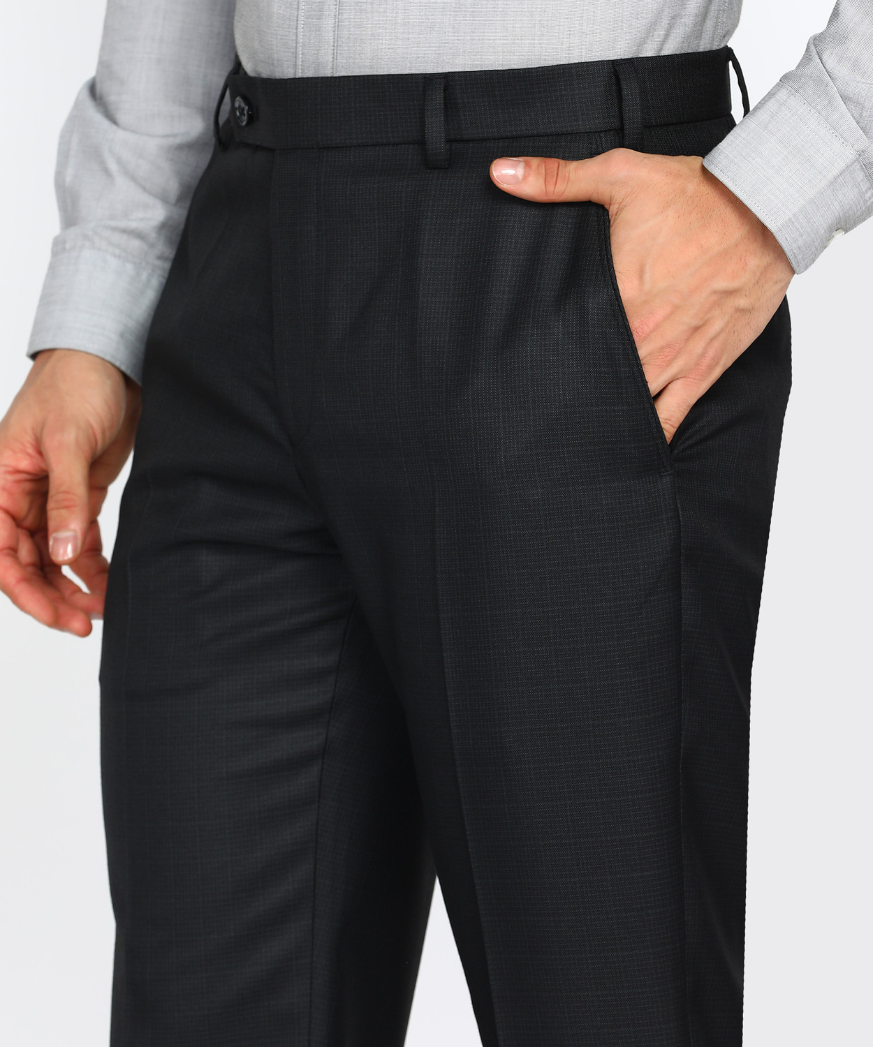 Image of PARK AVENUE Regular Fit Men Black Trousers