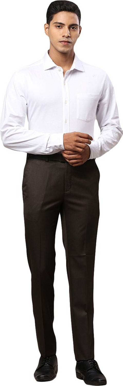 Image of Raymond Slim Fit Men Brown Trousers