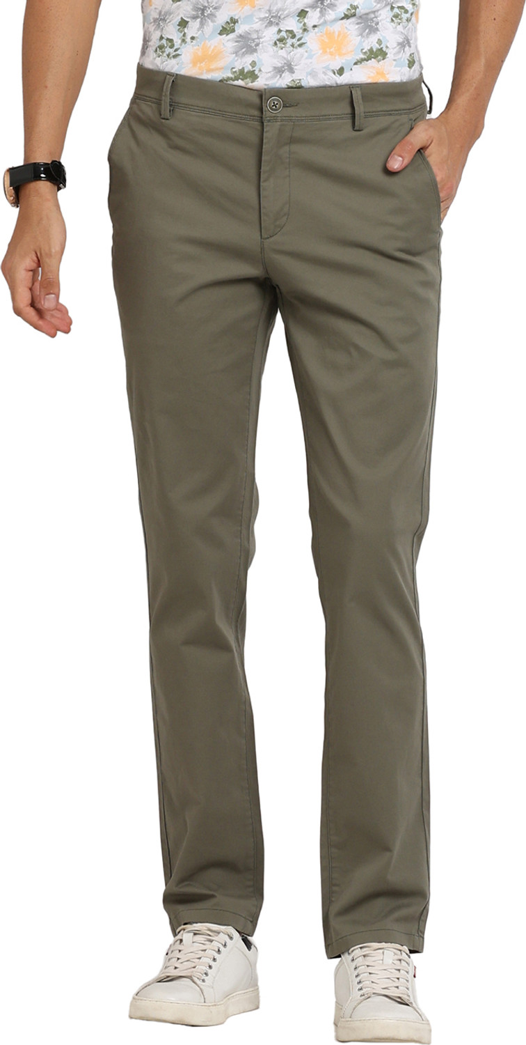Image of TURTLE Skinny Fit Men Dark Green Trousers