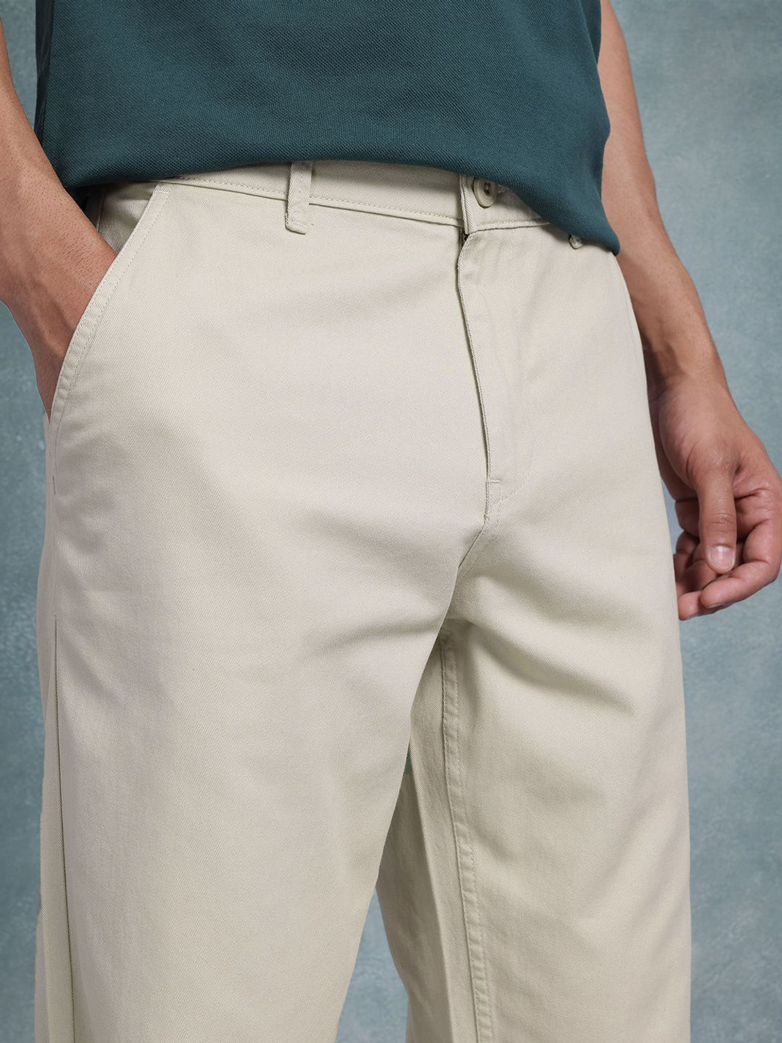 Image of Roadster Relaxed Men Beige Trousers