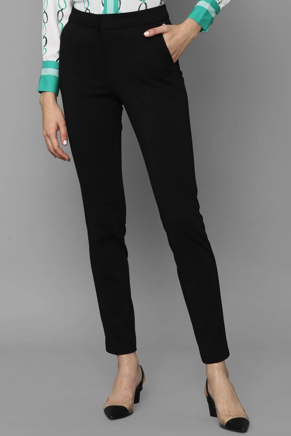 Allen Solly Regular Fit Women Black Trousers