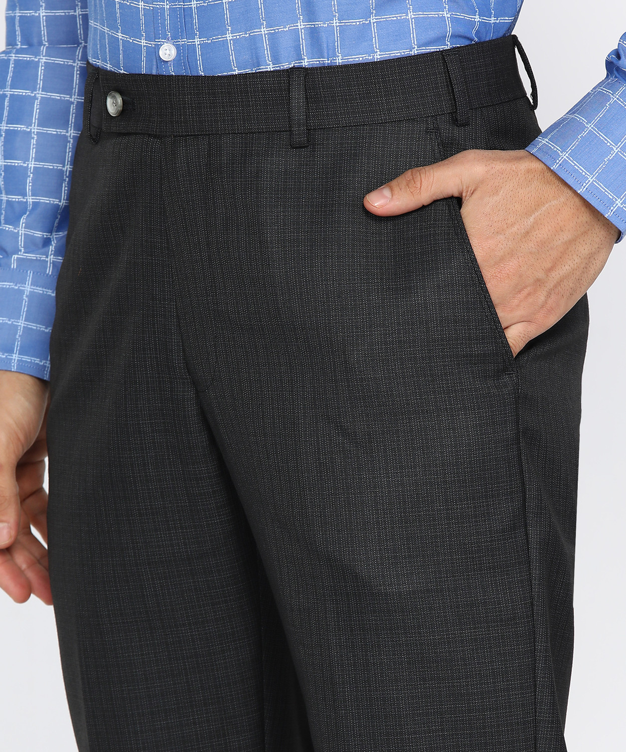Image of PARK AVENUE Slim Fit Men Grey Trousers