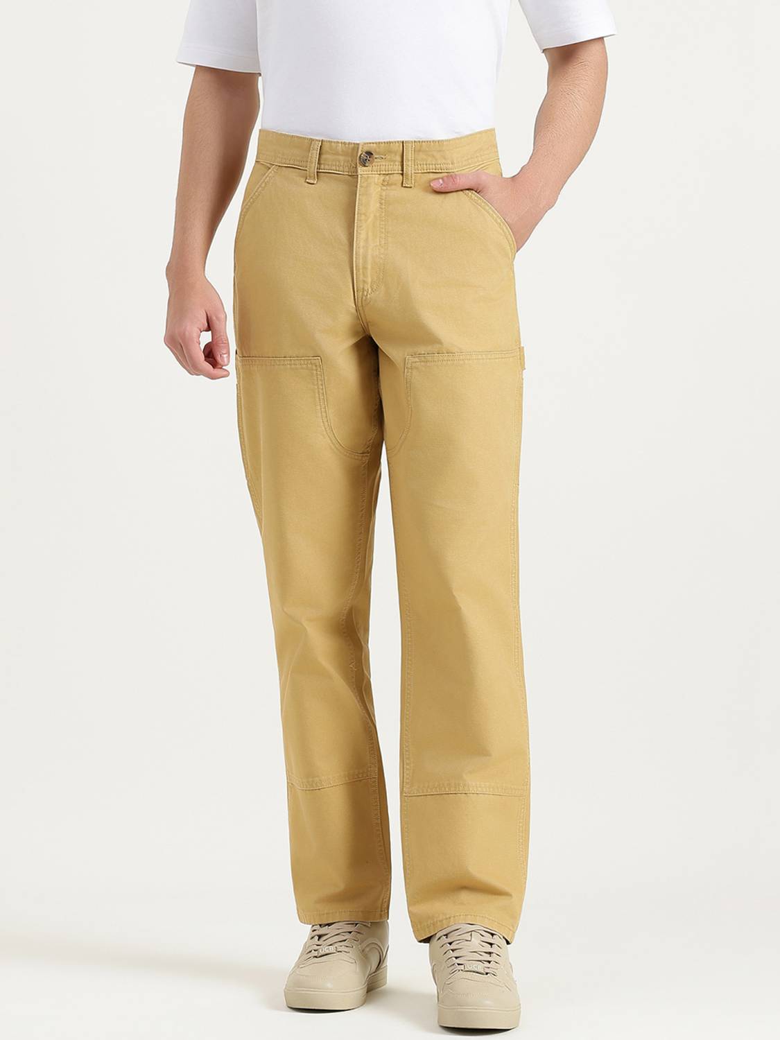 United Colors of Benetton Straight Fit Men Khaki Trousers - Buy