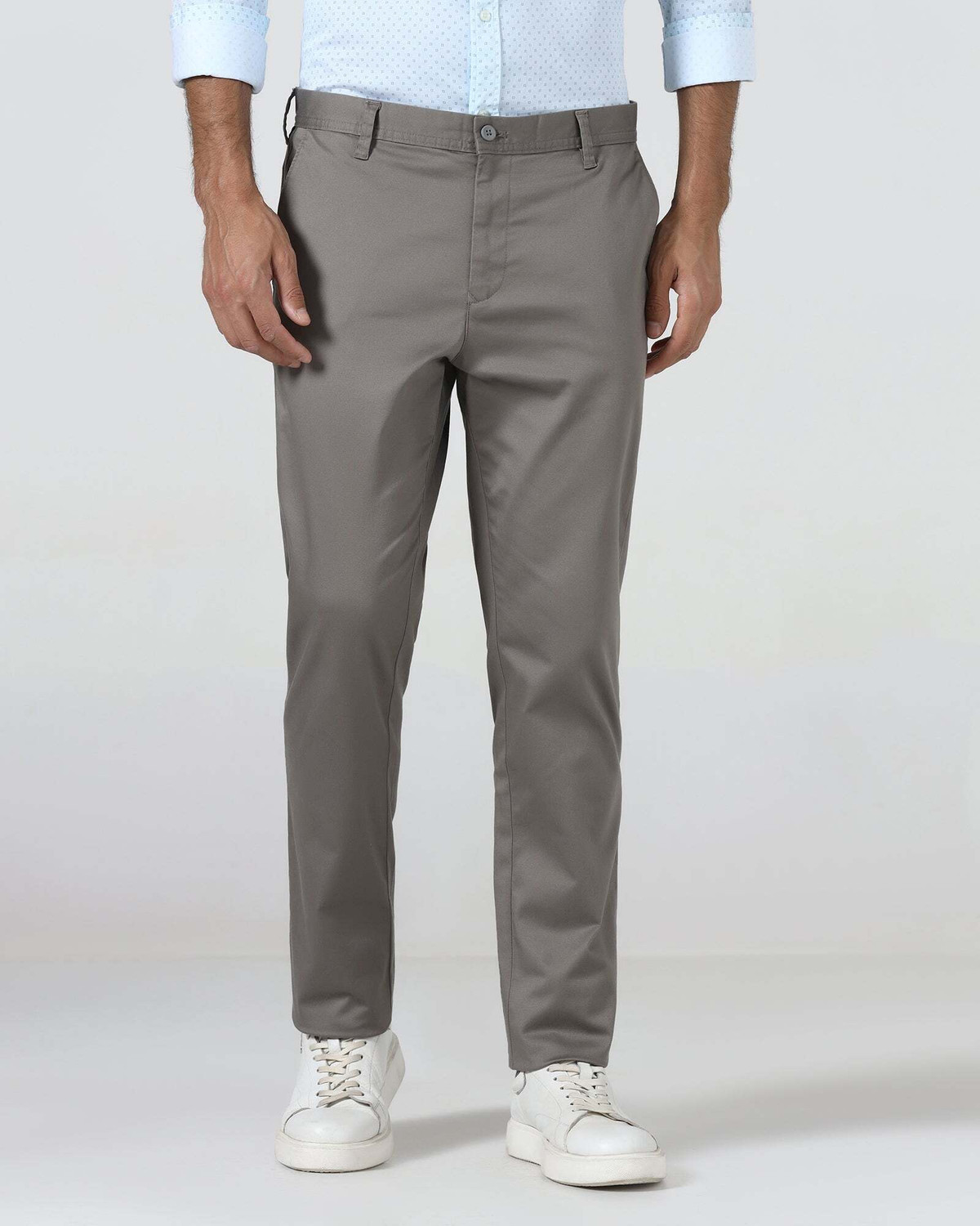 Image of Blackberrys Regular Fit Men Grey Trousers