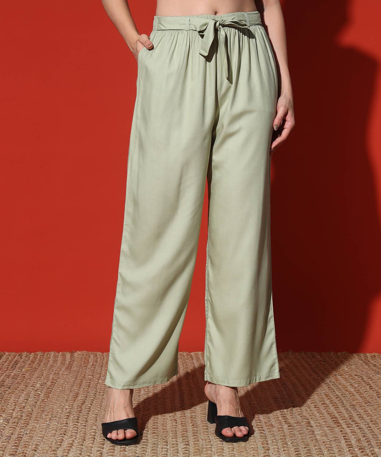 HERMISTON Regular Fit Women Light Green Trousers