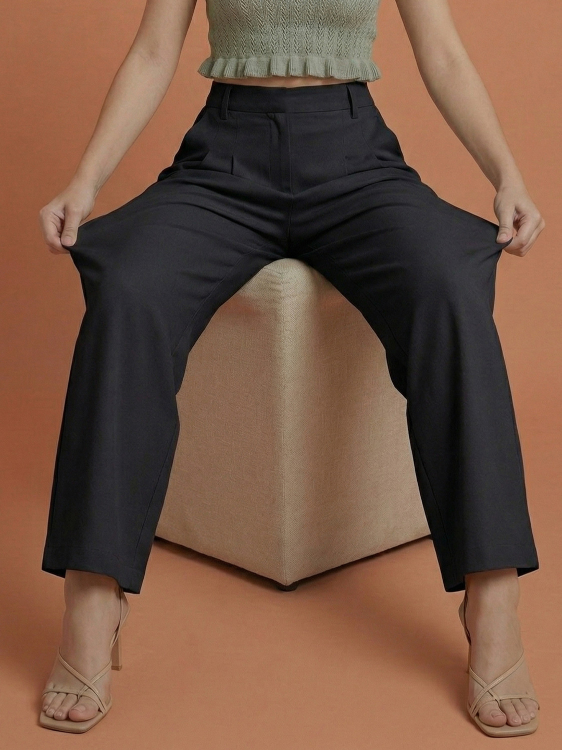 Image of DE TRENDZ Loose Fit Women Black Trousers