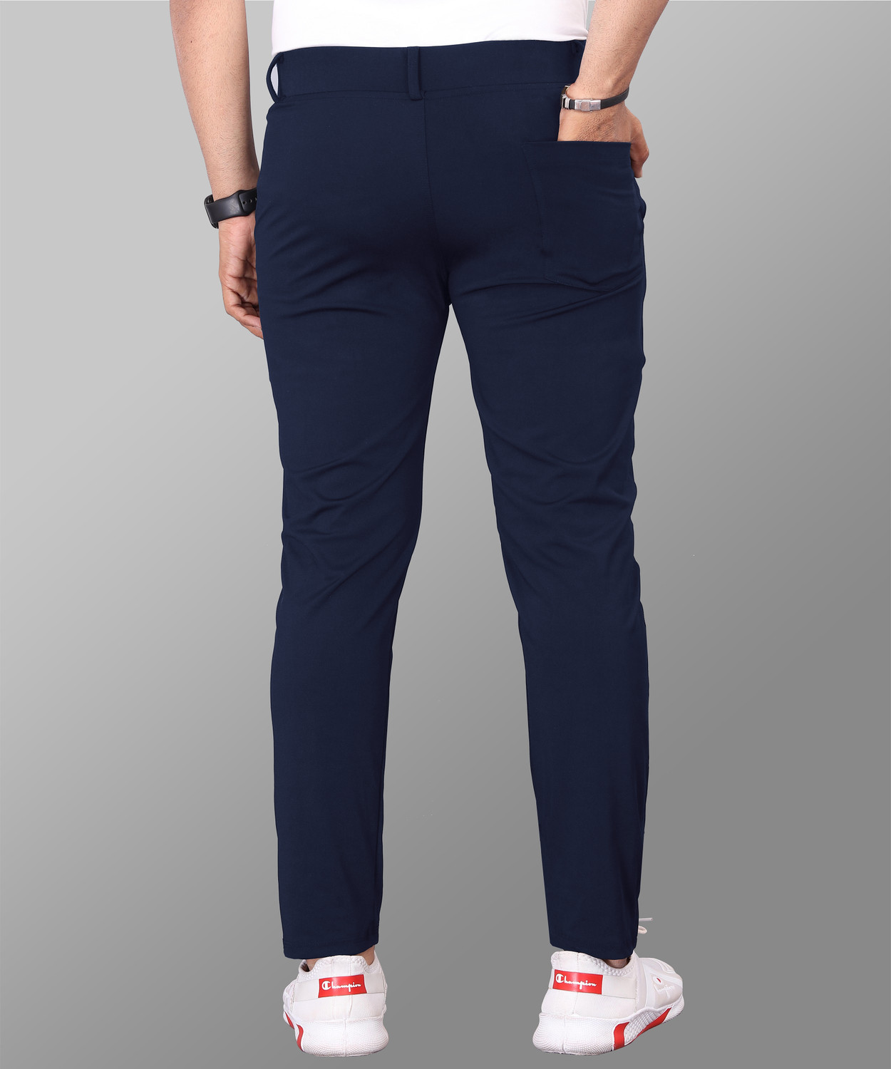 Image of COMBRAIDED Slim Fit Men Blue, Maroon Trousers