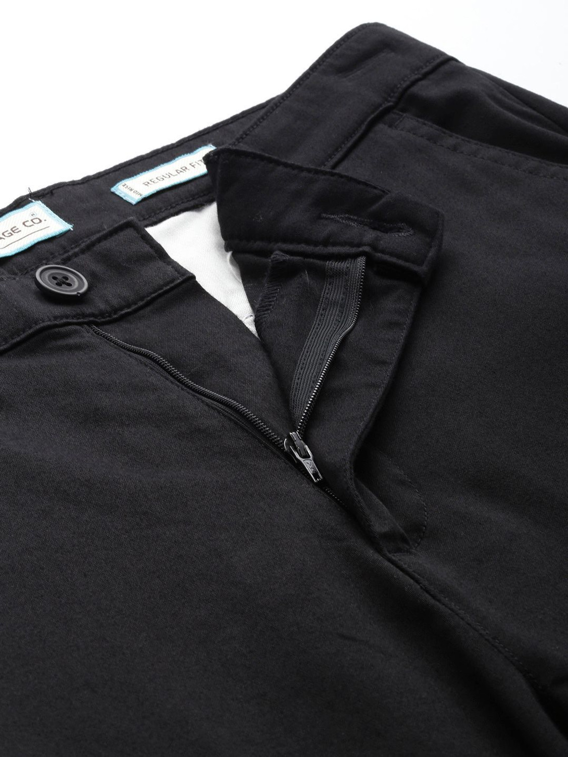 Image of The Indian Garage Co. Regular Fit Men Black Trousers