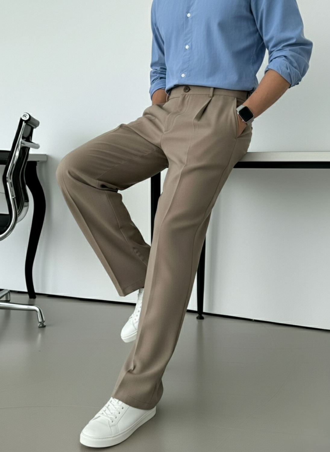 Image of INDICLUB Relaxed Men Brown Trousers