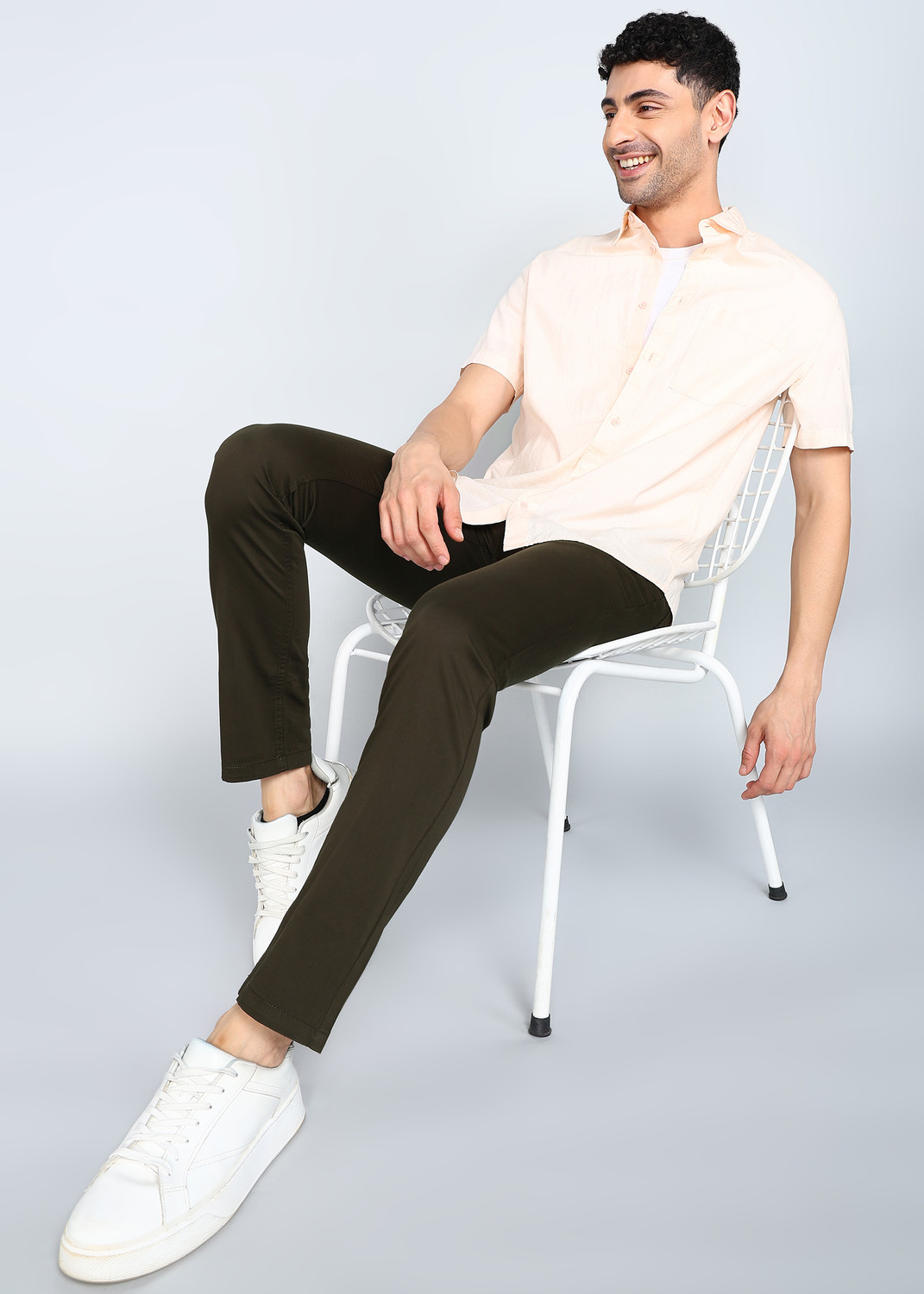 Image of PROVOGUE Slim Fit Men Grey Trousers