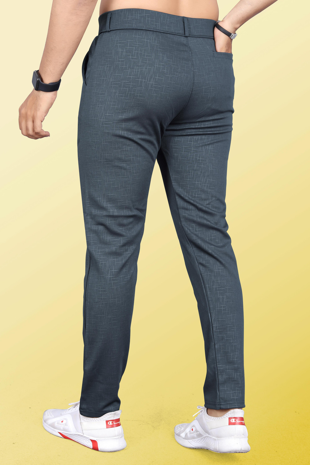Image of INDICLUB Regular Fit Men Beige, Grey Trousers