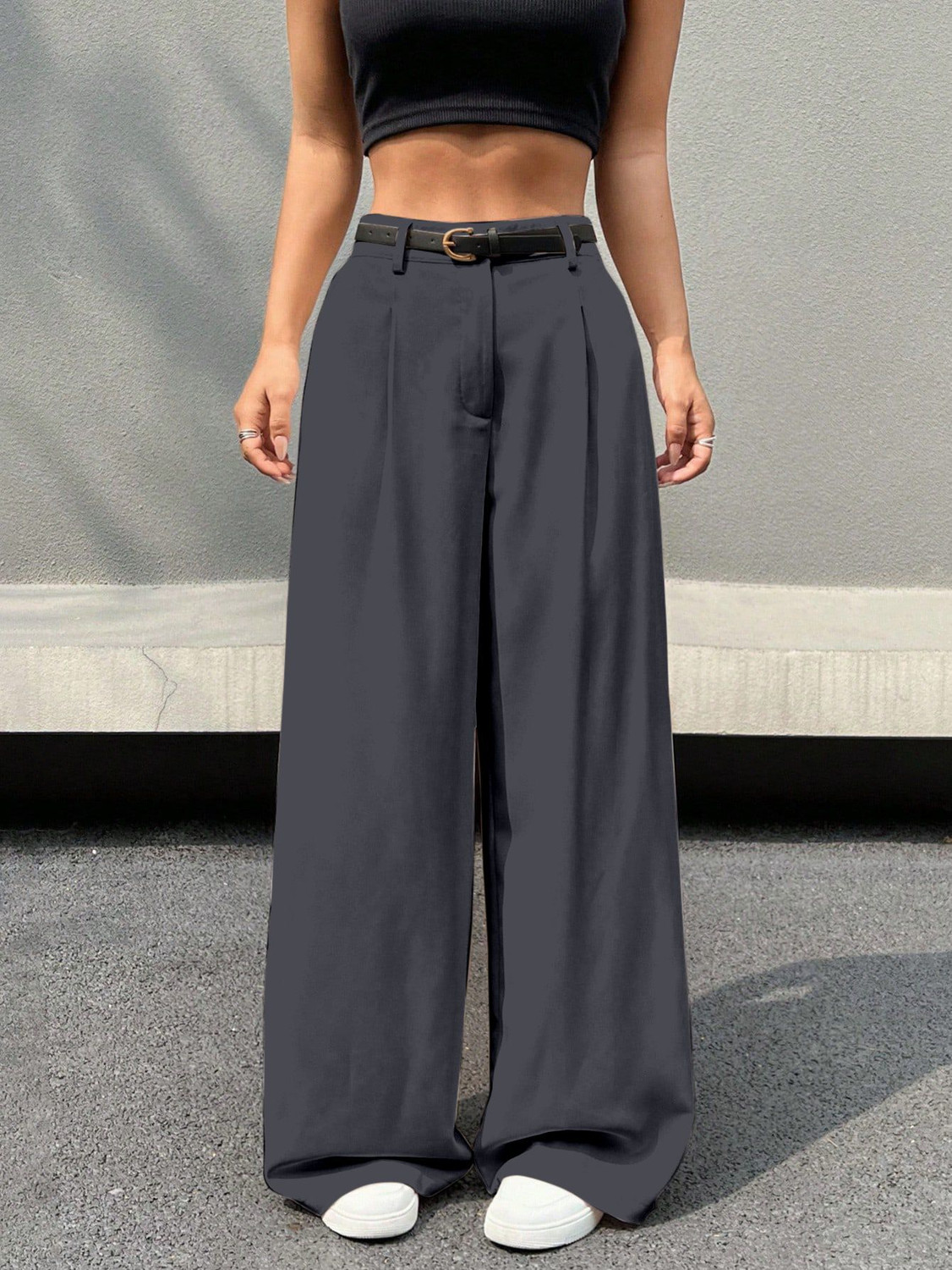 Image of Aahwan Straight Fit Women Grey Trousers