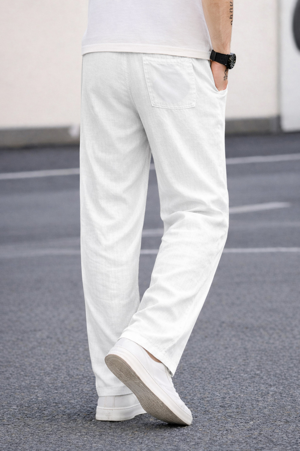 Image of MOTREX Slim Fit Men White Trousers