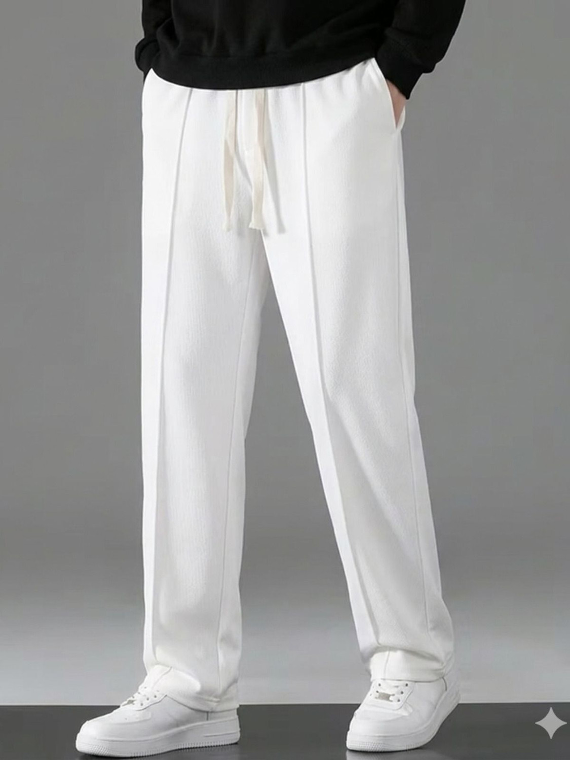 Image of Alpenika Loose Fit Men White Trousers