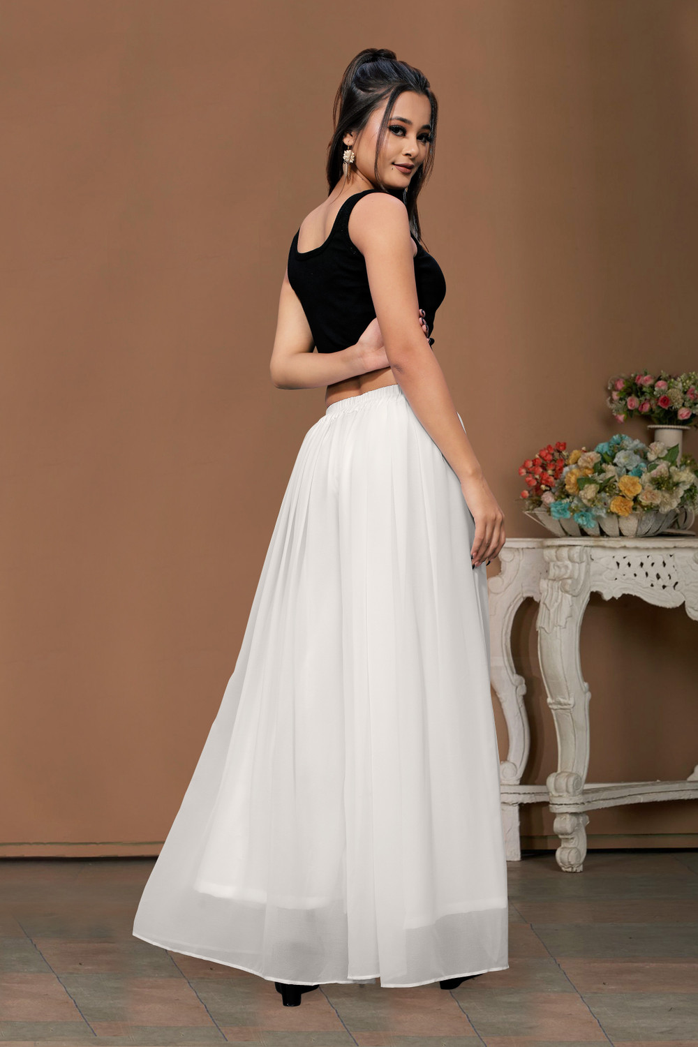 Image of Anti Wrinkle Designer Flared Women White Trousers