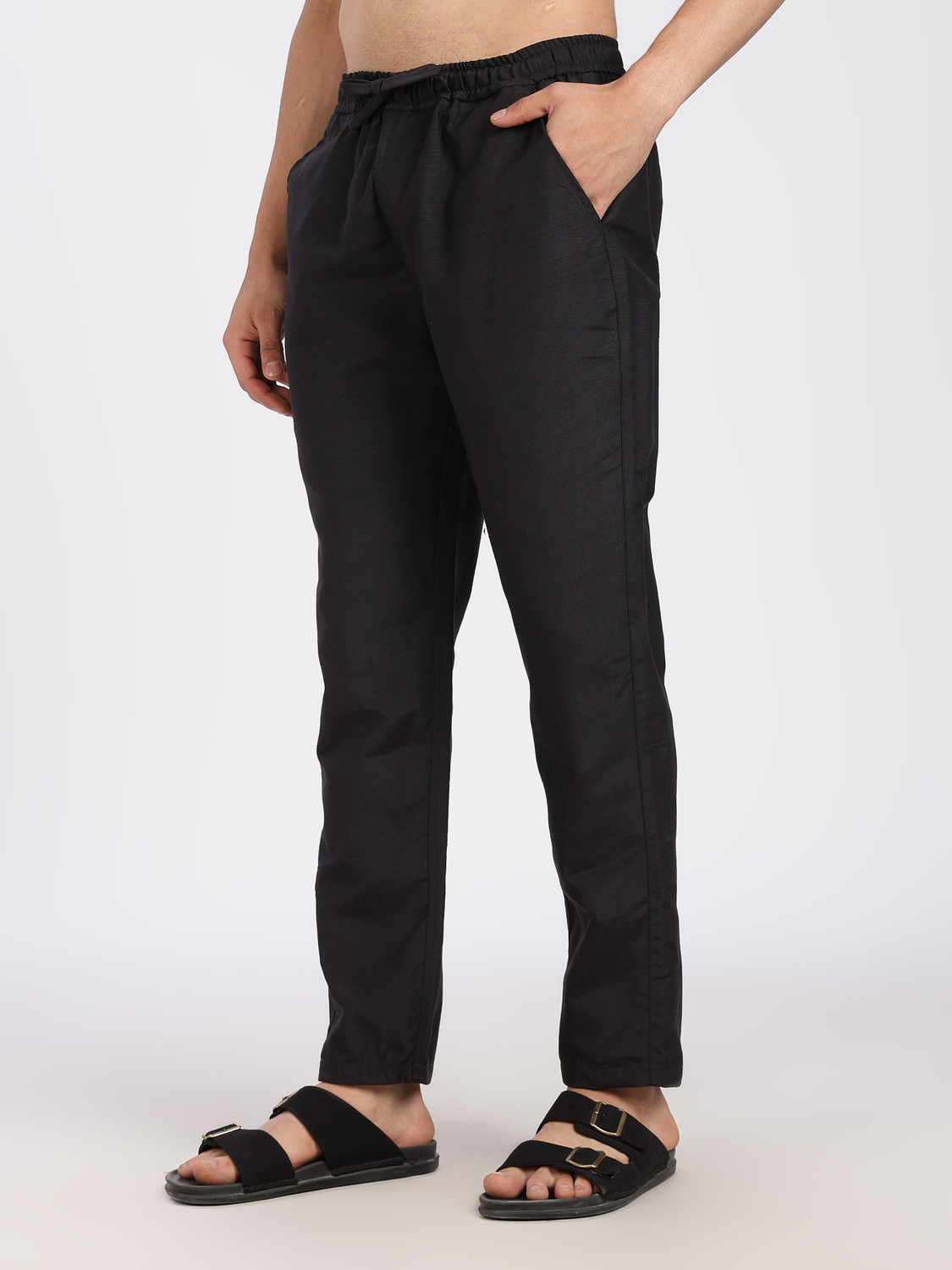 Image of Lyphy Straight Fit Men Black Trousers