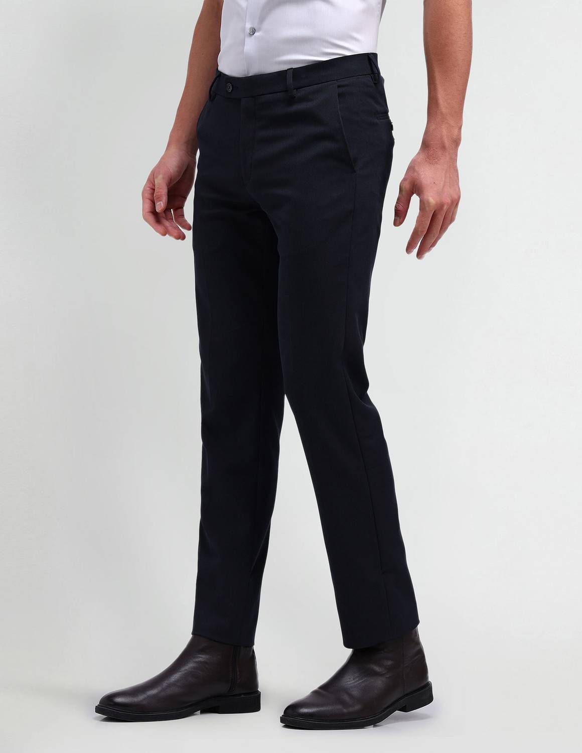 ARROW Slim Fit Men Blue Trousers - Image 4