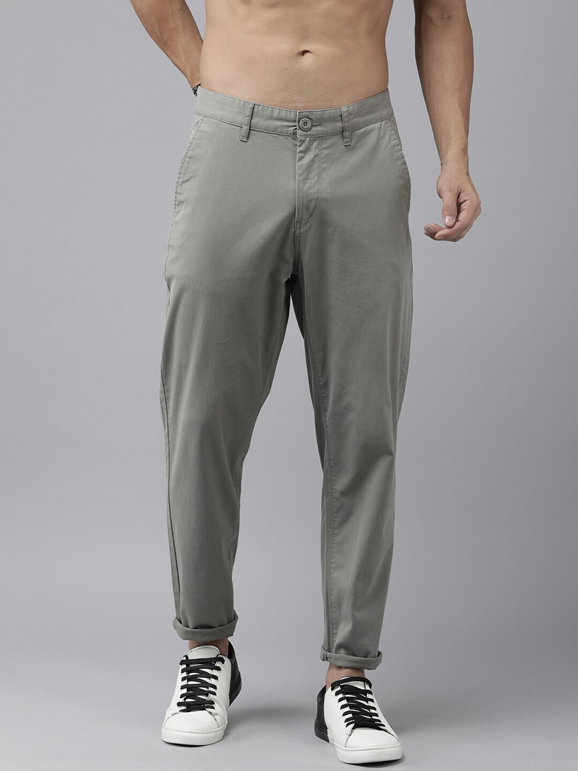 Image of Roadster Regular Fit Men Green Trousers