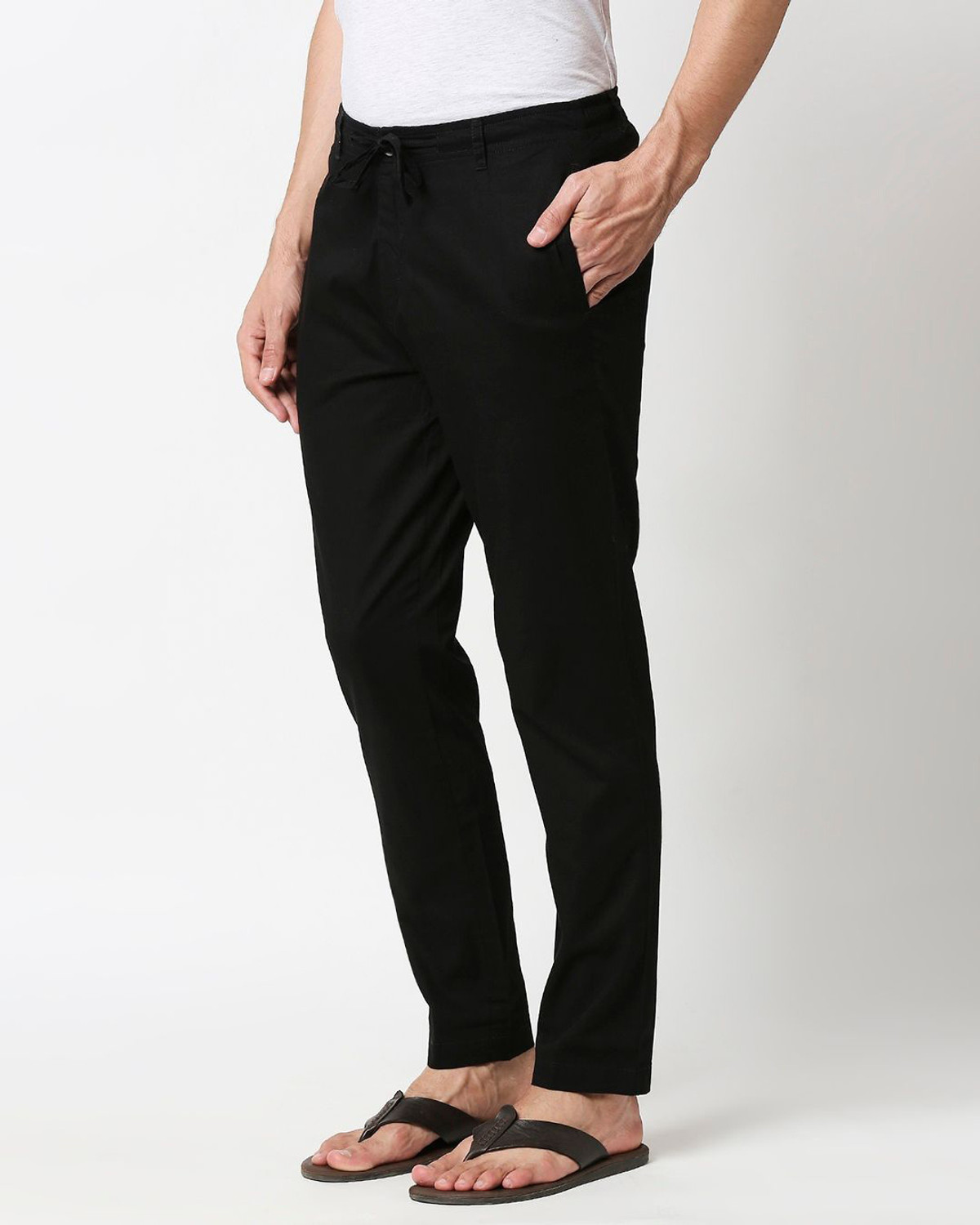 Image of BEWAKOOF Regular Fit Men Black Trousers