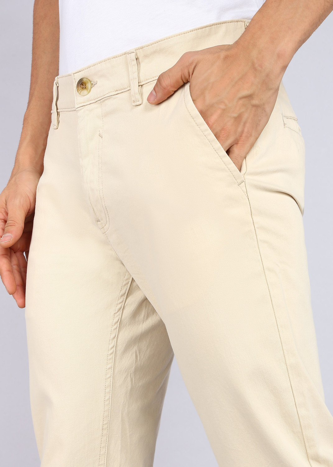 Image of WROGN Slim Fit Men White Trousers